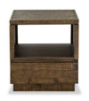 Elm 22” Rustic Pine End Table with Storage - Brown