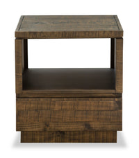 Elm 22” Rustic Pine End Table with Storage - Brown 