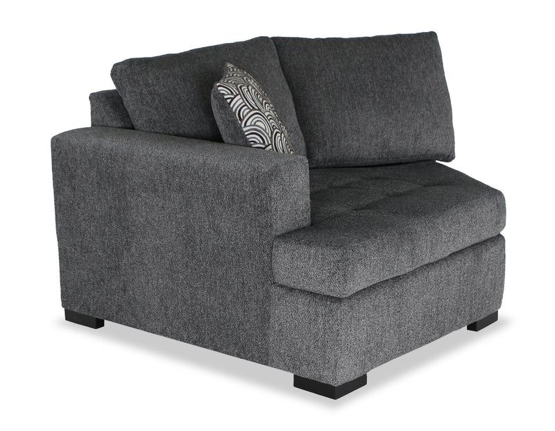 Made in Canada Legend 2-Piece Left-Facing Chenille Fabric Cuddler Sleeper Sectional - Pepper Grey