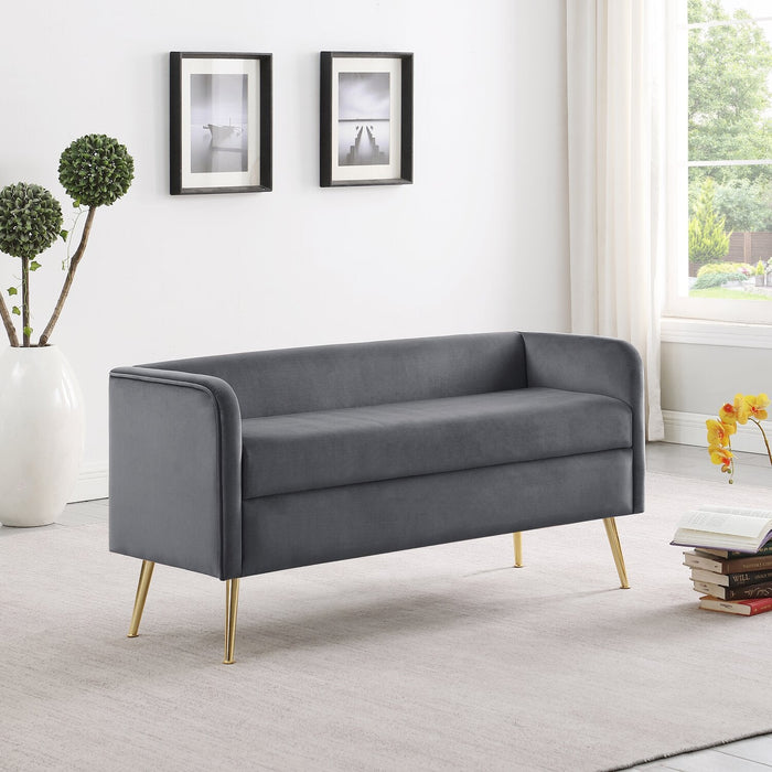 Cass 52\" Bench - Grey Velvet with Gold Legs
