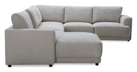 Voyage Modular 6-Piece Right-Facing Fabric Sectional with Console and Removable Back Cushions – Beige 