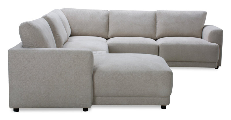Voyage Modular 6-Piece Right-Facing Fabric Sectional with Console and Removable Back Cushions – Beige