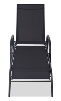Tuscany Outdoor Patio Lounger with Adjustable Backrest - Metal, UV & Weather Resistant - Grey/Black