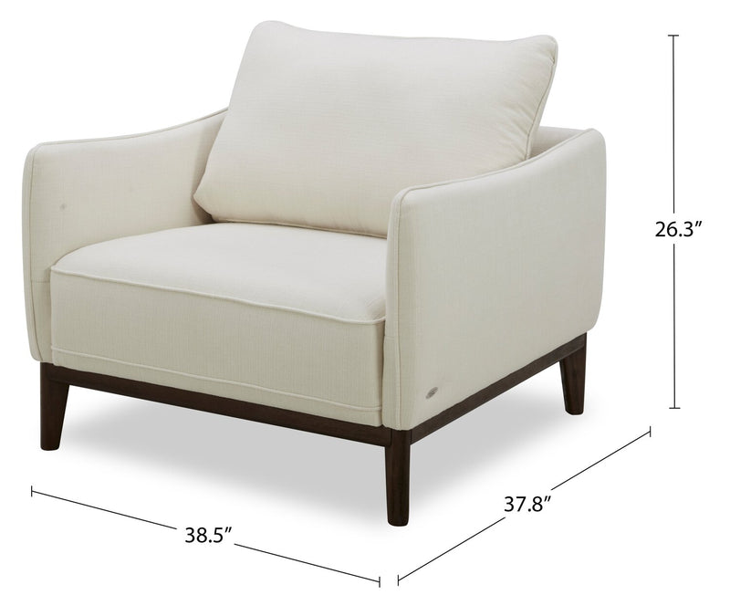 Cindy Crawford Home Gena 38.5\" Cotton White Linen-Look Fabric Chair with Removable Back Cushion