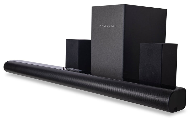 Proscan 32\" 5.1-Channel 140W Bluetooth Soundbar with Wired Subwoofer and Wireless Surround Sound
