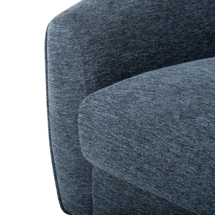 Rio 34.5\" Blue Chenille Fabric Swivel Accent Chair with Reversible Seat Cushion