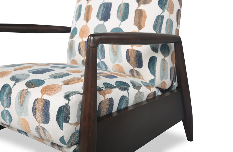 Raven 28.5\" Teal Multicolour Chenille Fabric Pushback Reclining Accent Chair