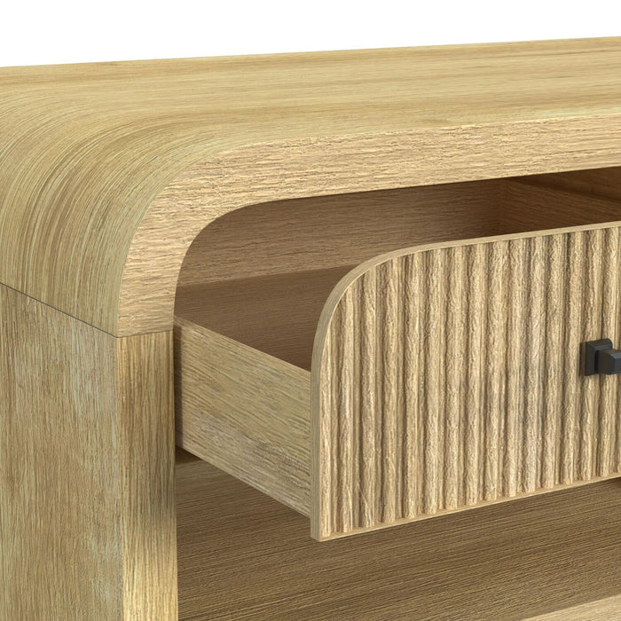 Lenore 48” Modern Coffee Table with Storage, Shelf and Casters - Natural