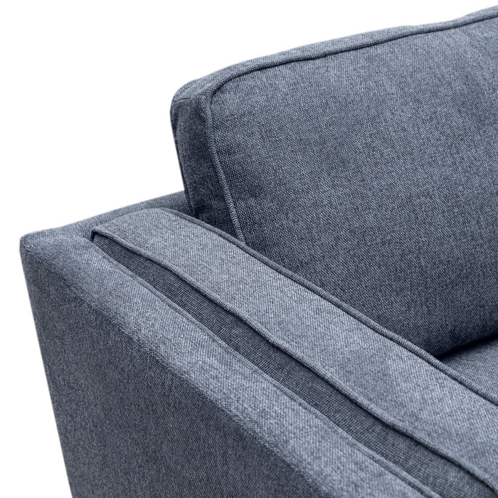 Kort & Co. Kassia 80\" Blue Linen-Look Fabric Condo-Size Sofa with Wood Base and Legs