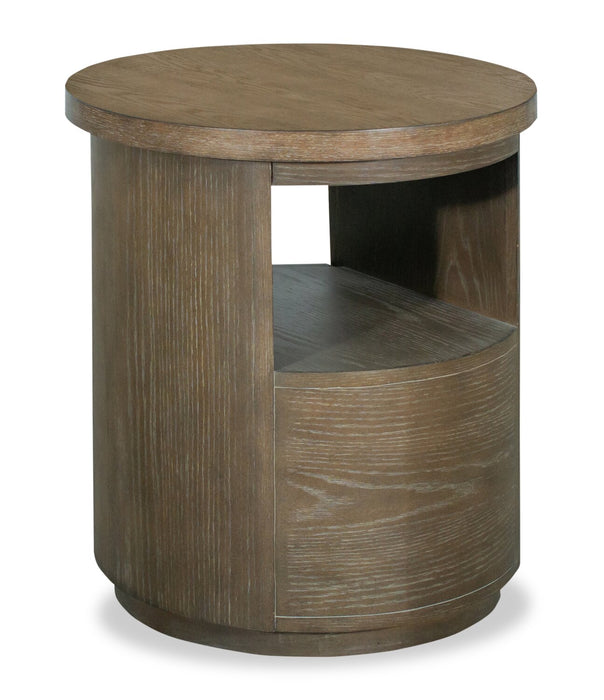 Eldon 22” Modern Round Solid Wood End Table with Storage - Porpoise