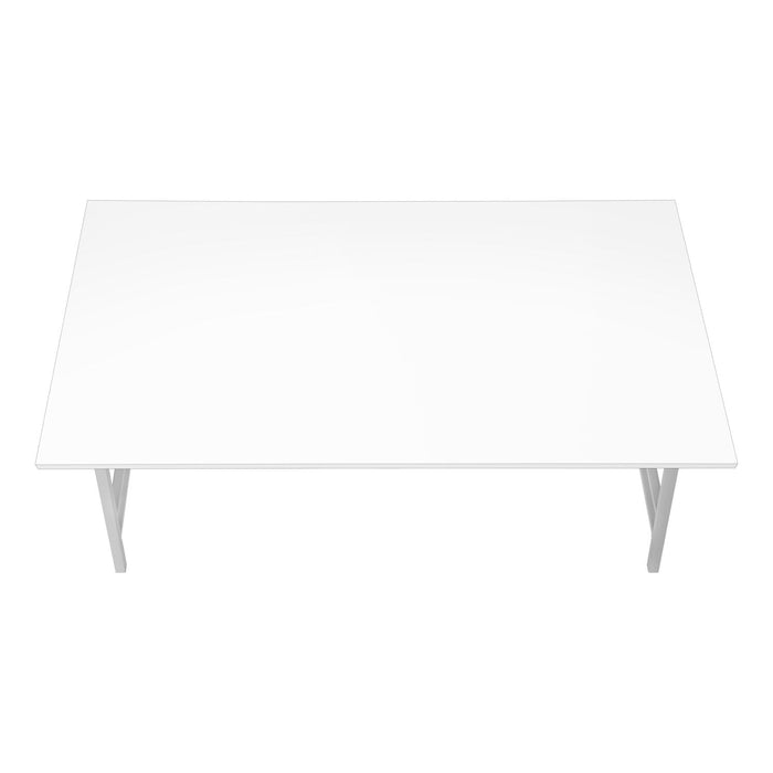 Atlas 40\" Modern Coffee Table - White Top with Grey Metal Legs