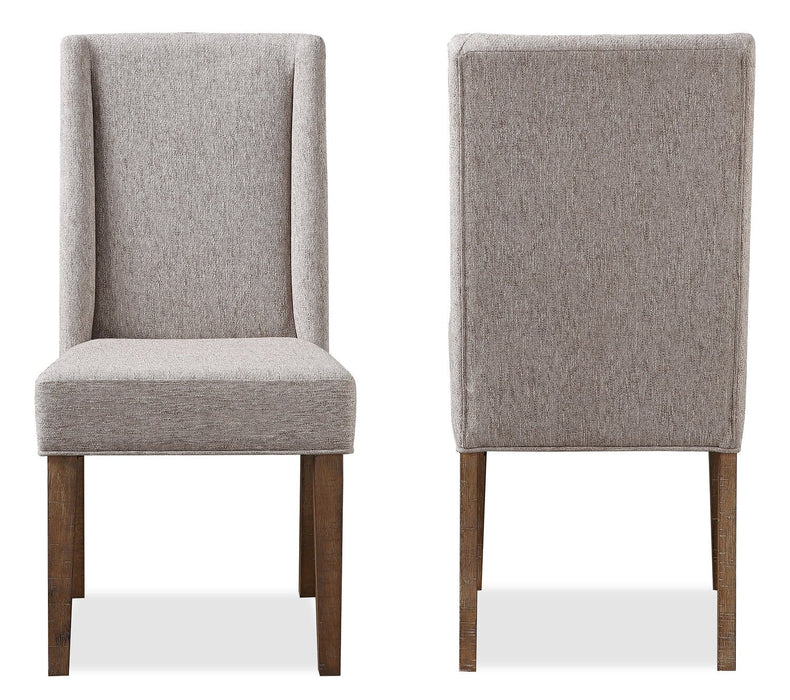 Cedar Dining Chair with Polyester Fabric, Pine Wood - Beige 