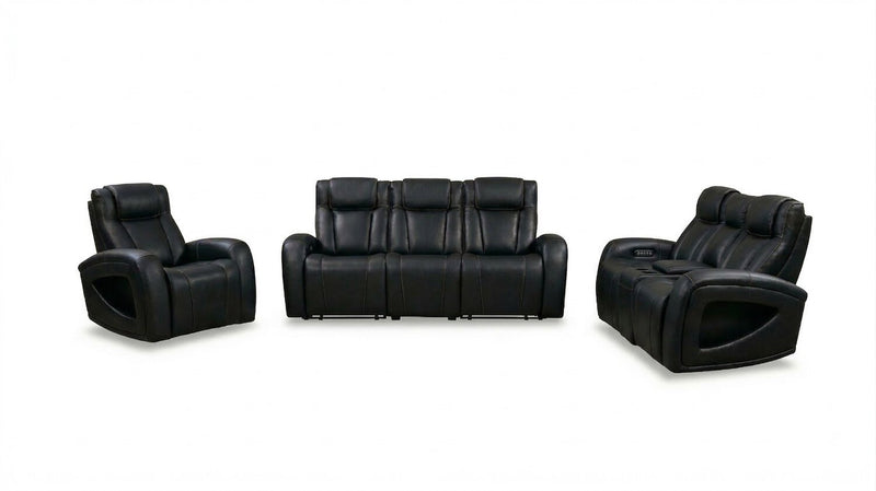 Shaquille O’Neal Home Titan 42\" Genuine Leather Power Reclining Chair with Shaq-o-pedic Comfort – Black
