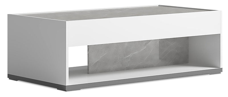 Marla 47.25\" Modern Coffee Table with Shelf - White and Grey with Marble Look