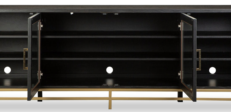 Cresset 84” Modern Solid Wood TV Stand with Storage and Cable Management for TVs up to 90\" - Coffee