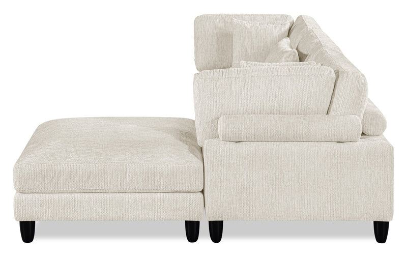 Lounge 4-Piece Chenille Modular Sectional with Ottoman – Beige 