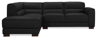 Citadel 2-Piece Left-Facing Top-Grain Genuine Leather Sectional with Rubberwood Legs - Black
