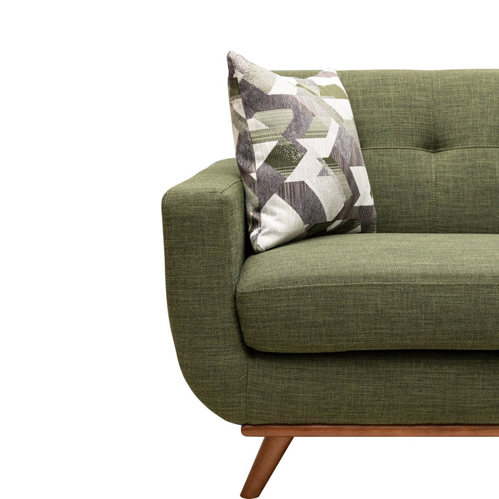 Kort & Co. Freeman 80” Avocado Green Linen-Look Fabric Condo Size Sofa with Wood Base and Legs