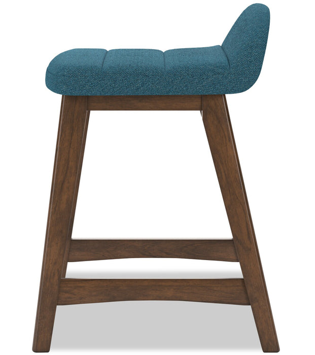 Jovi Counter-Height Stool with Linen-Look Fabric, 24\"H, Wood - Blue 