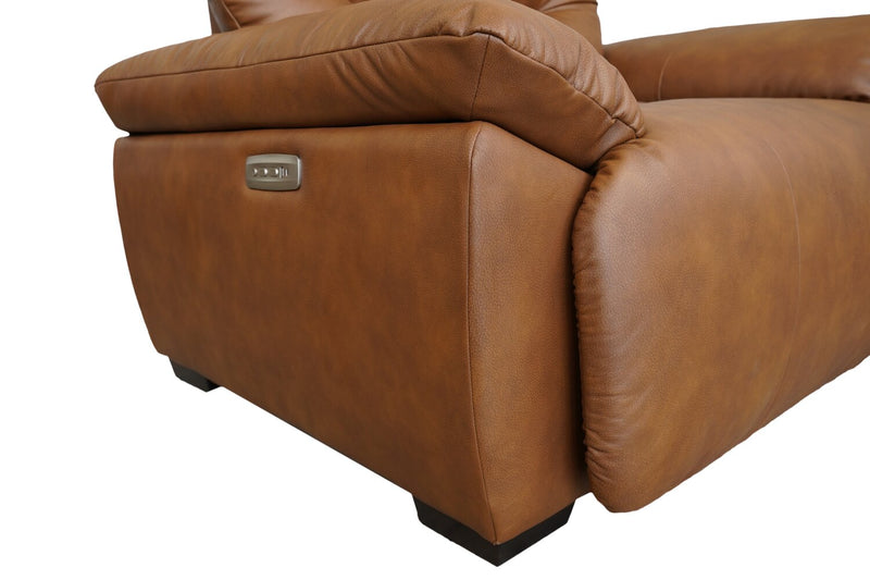 Bello 51.6\" Leather-Look Fabric Power Reclining Chair with Power Headrest- Brown