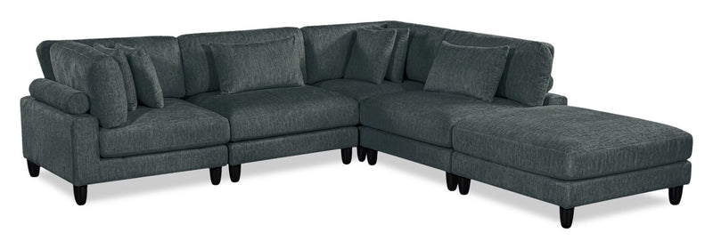 Lounge 5-Piece Chenille Modular Sectional – Grey