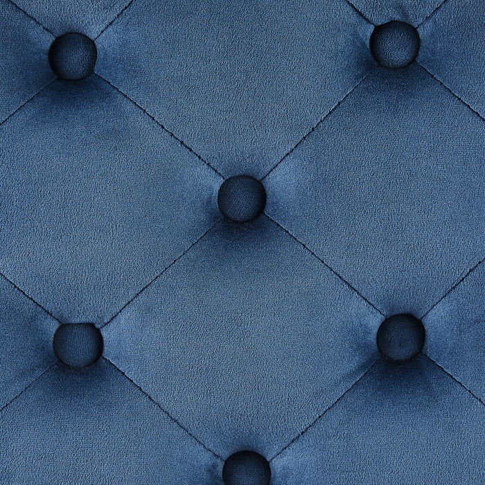 Yukon Square Velvet Storage Ottoman - Navy