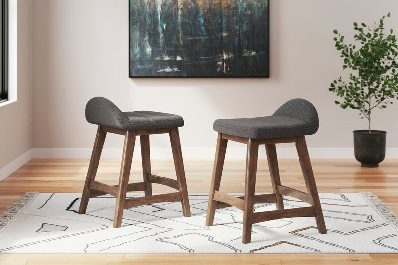 Jovi Counter-Height Stool with Linen-Look Fabric, 24\"H, Wood - Charcoal 