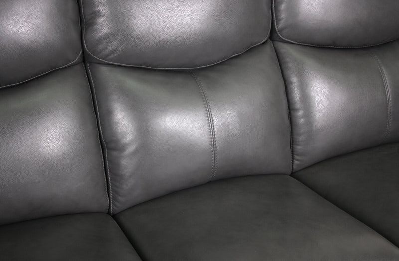 Cornell 84.65\" Top-Grain Genuine Leather Reclining Sofa - Grey