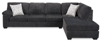 Made in Canada Morgan 2-Piece Right-Facing Chenille Fabric Sofa Bed Sectional with Accent Pillows - Grey
