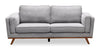 Kort & Co. Kassia 80\" Grey Linen-Look Fabric Condo-Size Sofa with Wood Base and Legs