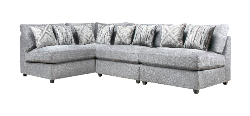Scott Living Evolve Modular 4-Piece Grey Linen-Look Fabric Sectional with Feather Down Seat Cushions