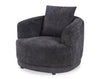 Moon 35.8\" Fabric Curved Chair with Accent Pillow - Wooly Raven Black 