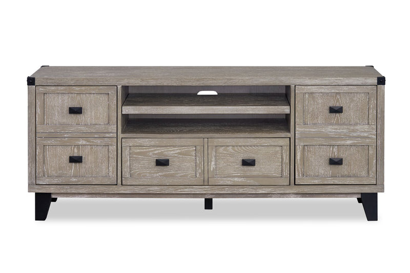 Eamon 64” Solid Wood TV Stand with Storage - Grey