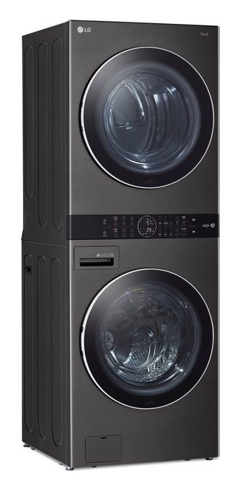 LG 5.2 Washer/7.4 Dryer Cu. Ft. Front-Load High-Efficiency Steam Washtower™ - Black Steel - WKGX201H… 