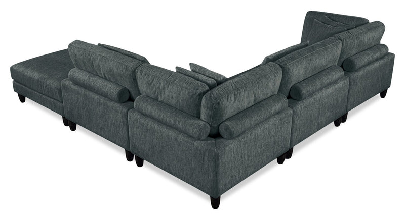 Lounge 5-Piece Chenille Modular Sectional – Grey