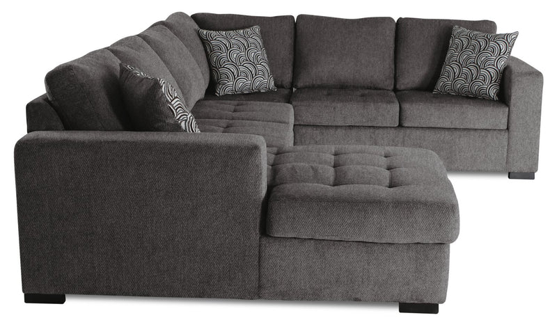 Legend 4-Piece Left-Facing Chenille Sleeper Sectional - Pewter 