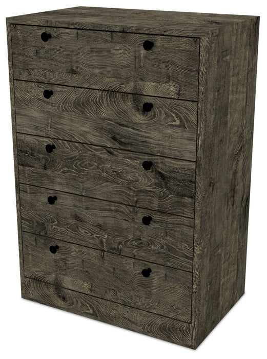Hart Bedroom Chest of Drawers, 5-Drawer, 24.6\"W x 36.2\"H, Made in Canada - Grey 