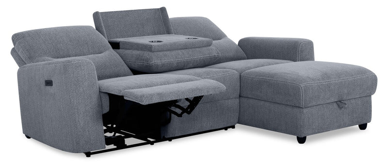 Meadow 2-Piece Right-Facing Charcoal Grey Chenille Fabric Power Reclining Sectional with Storage Chaise