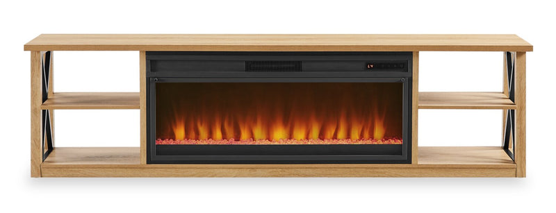 Wendel 80\" Electric Fireplace Tv Stand with Storage for TVs up to 75\" – Natural Oak 