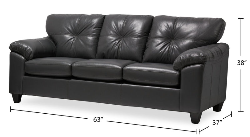Made in Canada Addison 86\" Leather-Look Fabric Sofa with Tufted Back Cushion - Grey 