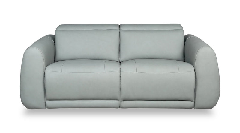 Gianna 76\" Spa Blue Genuine Leather Power Reclining Sofa with Power Headrests and USB Port