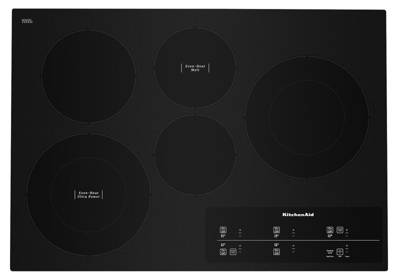 KitchenAid 30\" 5-Element Electric Cooktop - Black - KCES950KBL 
