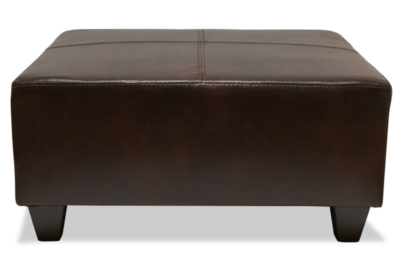 Made in Canada Addison 37\" Leather-Look Ottoman - Brown 