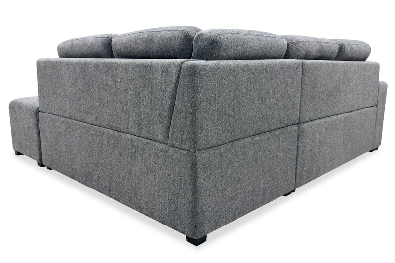 Coast 3-Piece Right-Facing Fabric Sleeper Sectional with Storage and Ottoman – Smoke