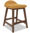 Jovi Counter-Height Stool with Linen-Look Fabric, 24\"H, Wood - Mustard 