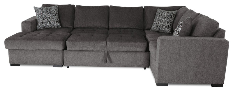 Legend 4-Piece Left-Facing Chenille Sleeper Sectional - Pewter 