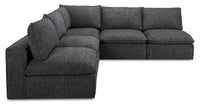 Fusion Modular 5-Piece Charcoal Grey Chenille Fabric Armless Sectional 