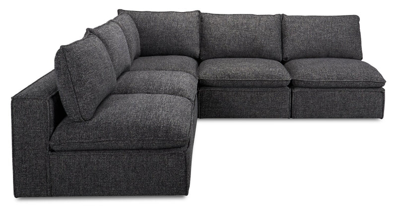 Fusion Modular 5-Piece Charcoal Grey Chenille Fabric Armless Sectional