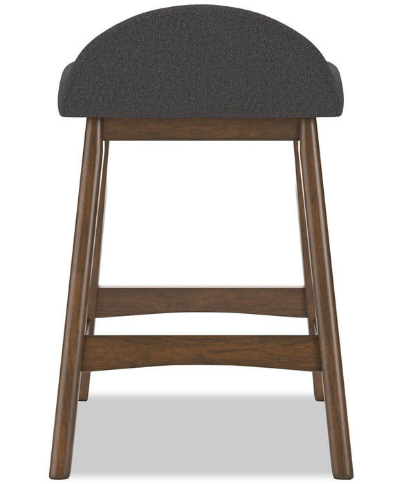 Jovi Counter-Height Stool with Linen-Look Fabric, 24\"H, Wood - Charcoal 