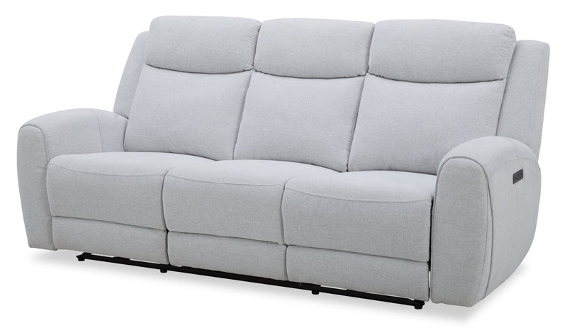 Reign 87\" Bronco Stone Grey Fabric Power Reclining Sofa with USB Port